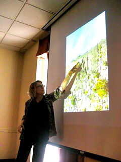 Starr giving a lecture at the Association for Study of WOmen and Mythology